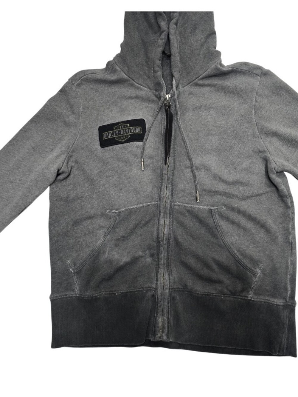 Poshmark: Washed Gray Zip Hoodie Eagle Moto Biker Y2K Grunge Sz M - Picture 4 of 12
